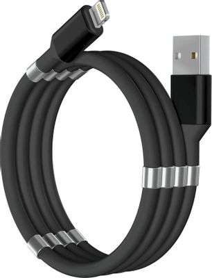 Кабель Interstep Lightning (m) - USB (m), 1.2м, в оплетке, 2.1A, черный ...