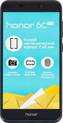 Смартфон Honor 6C pro 32Gb, синий – купить в Ситилинк | 1011298