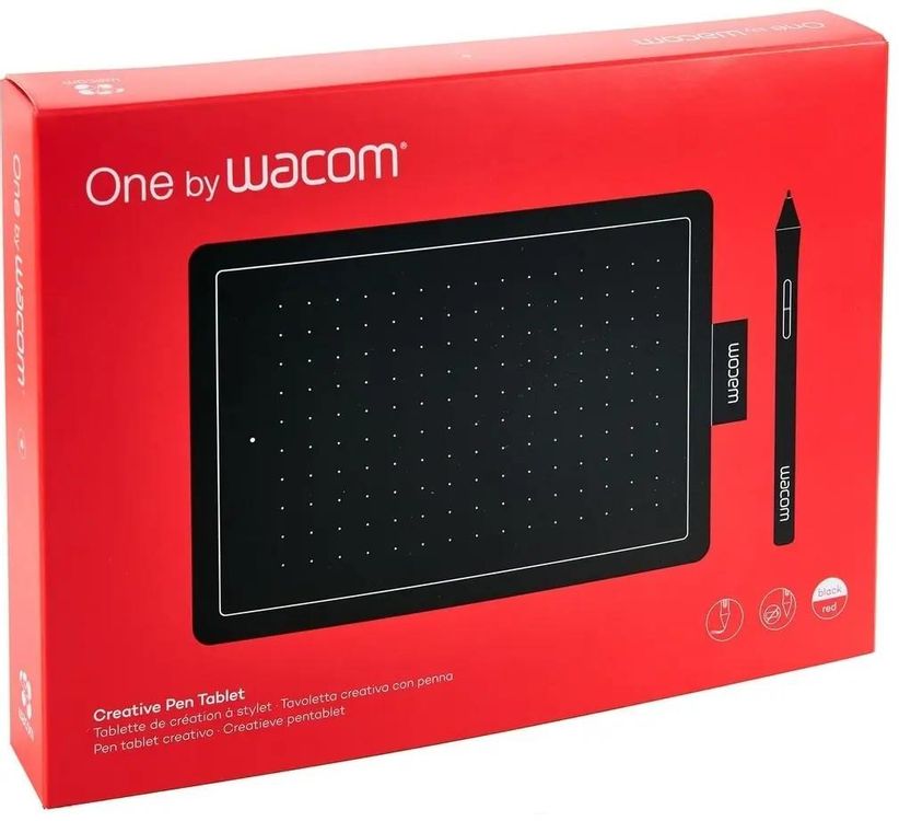 Графический планшет Wacom One CTL-472-S, A6, черный/красный