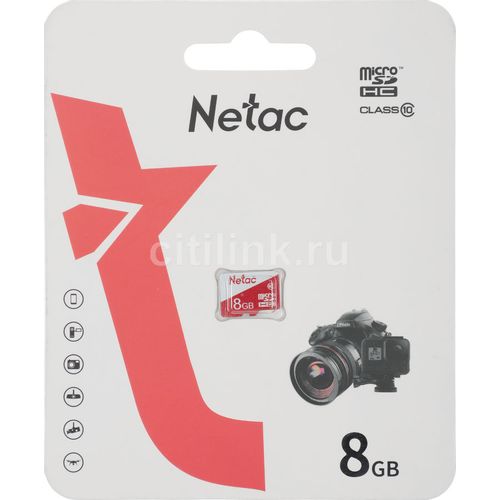 Карта памяти microSDHC UHS-I U1 NETAC P500 Eco 8 ГБ, 90 МБ/с, Class 10, NT02P500ECO-008G-S, 1 шт., без адаптера