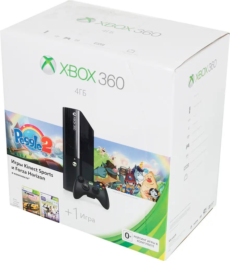 Характеристики Игровая консоль Microsoft Xbox 360 E +2 игры: Forza Horizon,  Sport Ultimate L9V-00049, 4ГБ (989444) смотреть в СИТИЛИНК