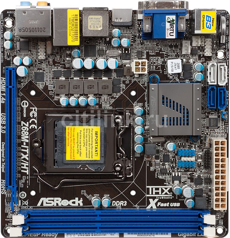 Материнская плата ASROCK Z68M-ITX/HT, LGA 1155, Intel Z68, mini