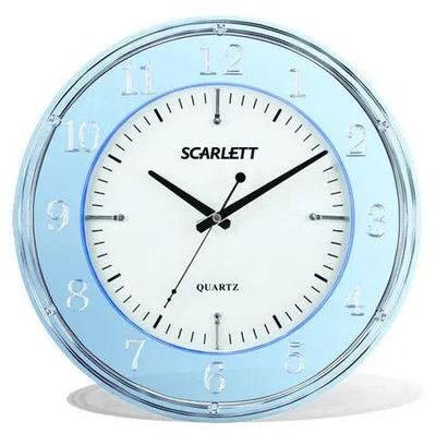Обзор товара настенные часы Scarlett SC-55DE, аналоговые, голубой ...