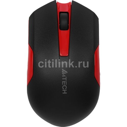 Мышь беспроводная A4TECH G3-200N, радио, оптическая, 1200dpi, черный и красный