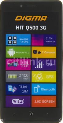 Обзор товара смартфон Digma HIT Q500 3G, черный (486237) в интернет ...