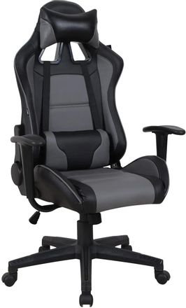 Кресло BRABIX GT Racer GM-100, экокожа, до 120кг, топ-ган, фиксированные подлокотники, черный/серый