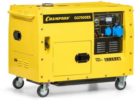 Бензиновый генератор CHAMPION GG7500ES, 220/12 В, 6кВт, на колёсах с АКБ