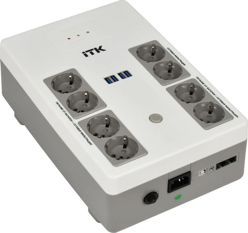 Источник бесперебойного питания ITK ELECTRA EST8-600VA-1-001 / 600 ВА / 360 Вт / 8 x CEE 7 (евророзетка)
