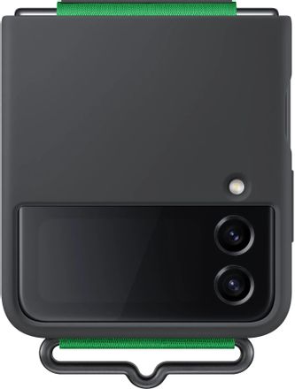 Чехол (клип-кейс) Samsung Silicone Cover with Strap Z Flip4, для Samsung Galaxy Z Flip4, противоударный, черный [ef-gf721tbegru]