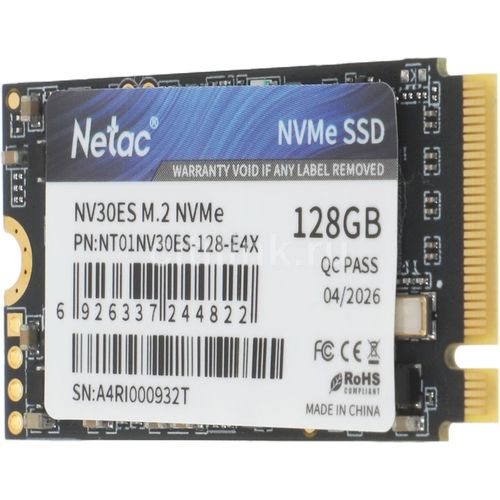 128ГБ SSD накопитель NETAC NV30ES M.2 2242, PCIe 3.0 x4, NVMe, M.2 [nt01nv30es-128-e4x]