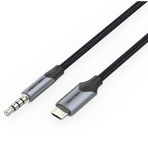 Кабель VENTION BDGBG, micro USB B (m) (прямой) - Jack 3.5 (m) (прямой), 1.5м, серый