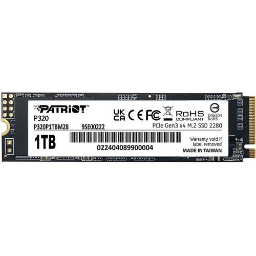 1ТБ SSD накопитель Patriot P320 P320P1TBM28 M.2 2280, PCIe 3.0 x4, NVMe, M.2