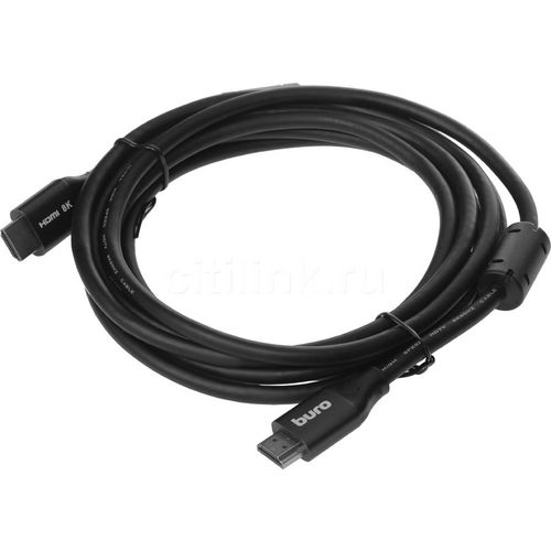 Кабель аудио-видео Buro HDMI (m) — HDMI (m), ver 2.1, 3м, GOLD, ф/фильтр, черный [bhp-hdmi-2.1-3g]