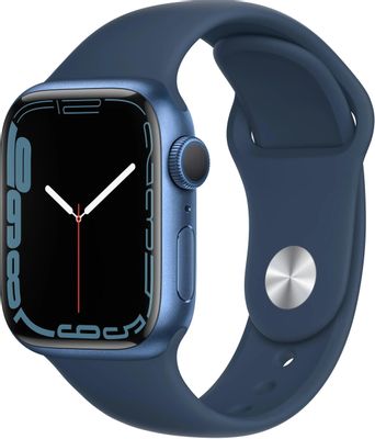 Смарт-часы Apple Watch Series 7 A2473,  41мм,  синий/синий [mkn13ll/a]