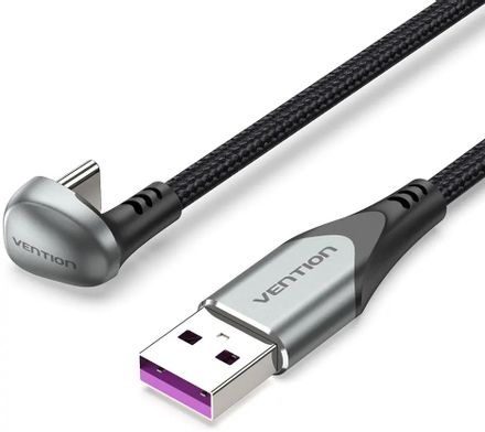 Кабель VENTION COHHF,  USB Type-C (m) (угловой) -  USB 2.0 A (m) (прямой),  круглое,  1м,  пакет,  черный