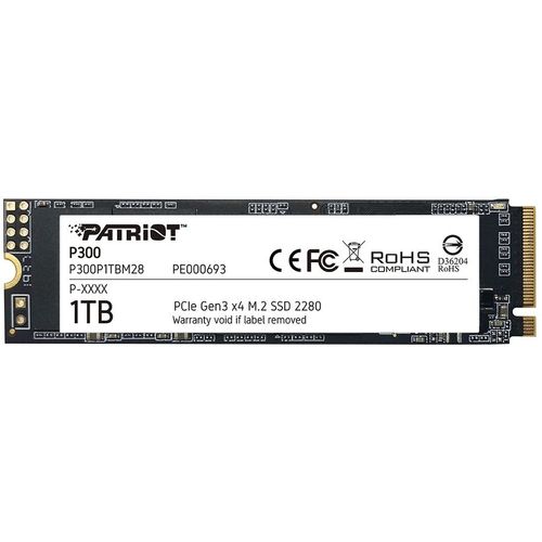 1ТБ SSD накопитель Patriot P300 P300P1TBM28 M.2 2280, PCIe 3.0 x4, NVMe, M.2