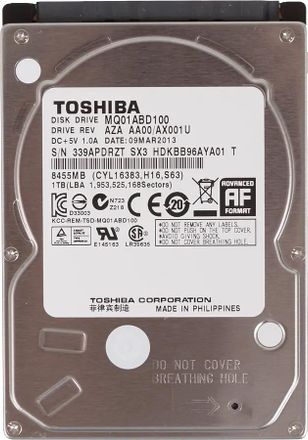 Жесткий диск Toshiba MQ01ABD100,  1ТБ,  HDD,  SATA II,  2.5"