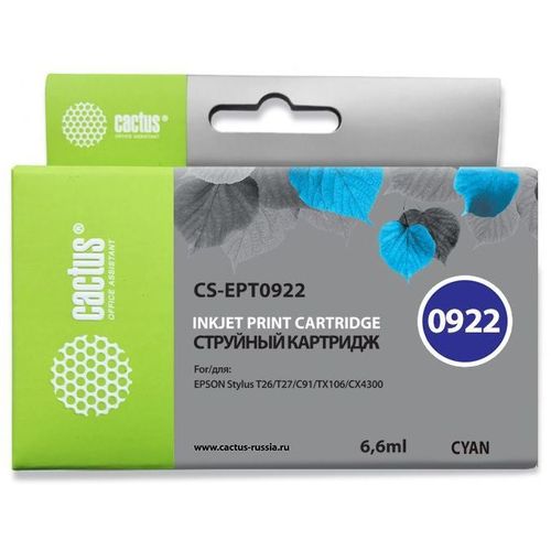 Картридж Cactus CS-EPT0922, T0922, голубой / CS-EPT0922