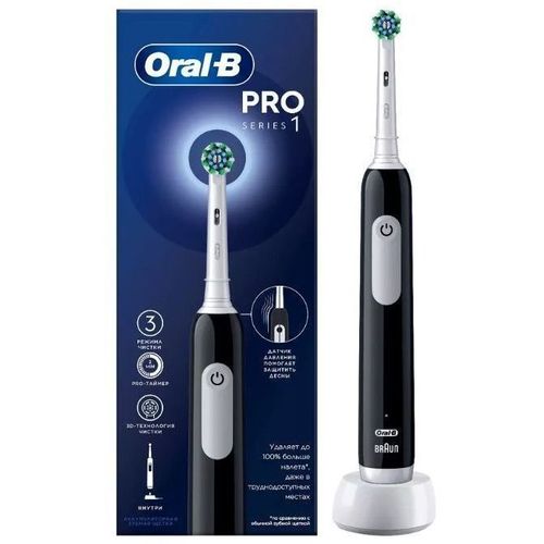 Электрическая зубная щетка Oral-B Cross Action Pro 1 500/D305.513.3, насадки для щётки: 1 шт, цвет: черный