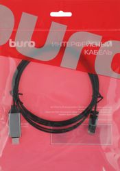 Кабель Buro BU-USB-C-LAN100-2m, USB Type-C (m) (прямой) - RJ-45 (m) (прямой), черный
