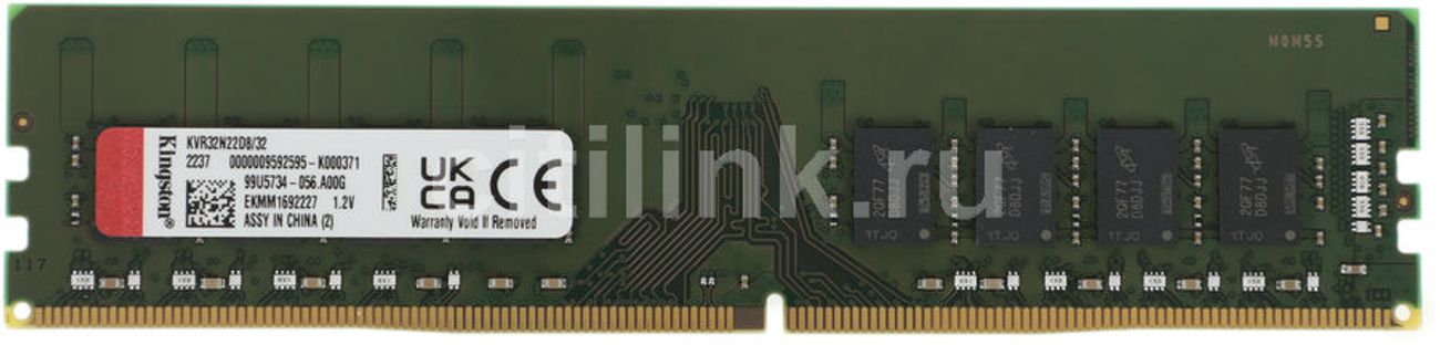 Оперативная память Kingston Valueram KVR32N22D8/32 DDR4 -  1x 32ГБ 3200МГц, DIMM,  Ret
