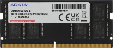 Оперативная память A-Data AD5S480032G-S DDR5 - 1x 32ГБ 4800МГц, для ноутбуков (SO-DIMM), Ret