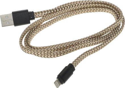 Кабель GAL 2637,  Lightning (m) -  USB (m),  1м,  плоский,  2A,  золотистый