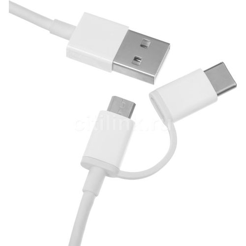 Кабель Xiaomi Mi 2-in-1, USB Type-C (m)/micro USB (m) - USB (m), 0.3м, белый [sjv4083ty]