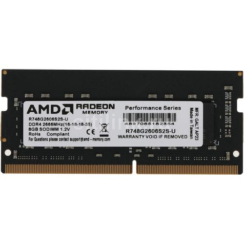 Оперативная память AMD Radeon R7 Performance Series R748G2606S2S-U DDR4 - 1x 8ГБ 2666МГц, для ноутбуков (SO-DIMM), Ret