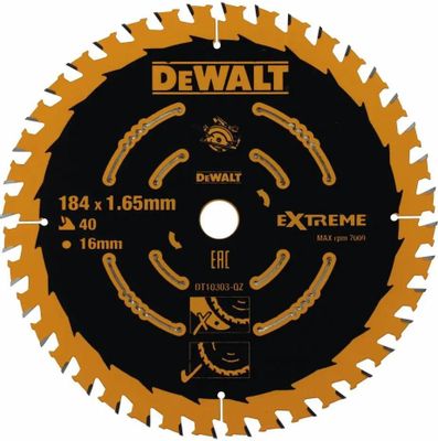 Пильный диск DeWALT DT10303-QZ, по ламинату, ДСП, 184мм, 0.99мм, 16мм ...