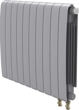 Радиатор биметаллический ROYAL THERMO Eclipse 500 VR80, 10 секций, нижнее правое подключение, серебристый