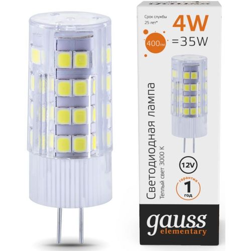 Упаковка ламп LED GAUSS G4, капсульная, 4Вт, 10714, 10 шт.