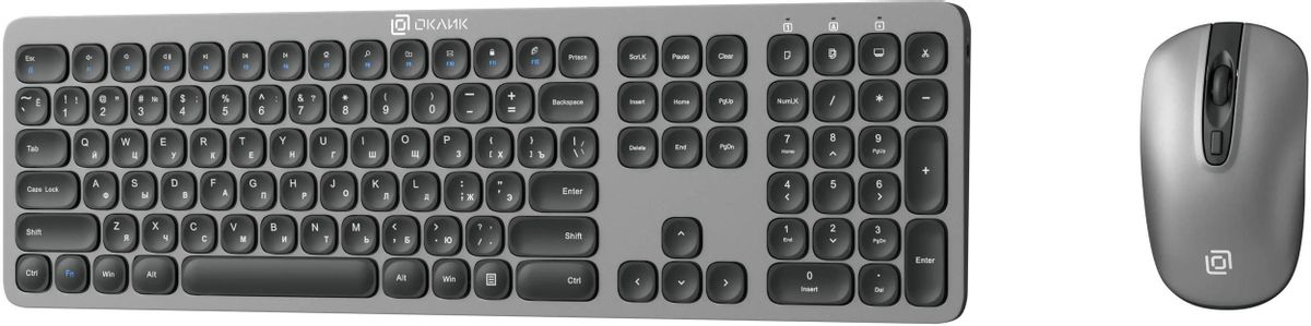 Комплект (клавиатура+мышь) Oklick 300M, серый/черный