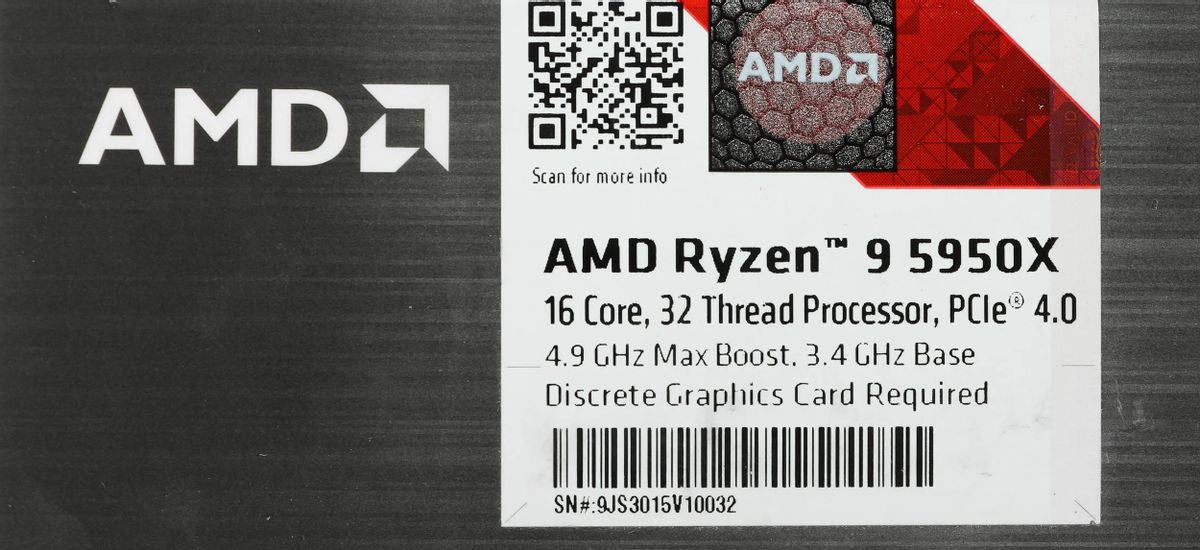 Процессор AMD Ryzen 9 5950X, AM4, BOX (без кулера) [100