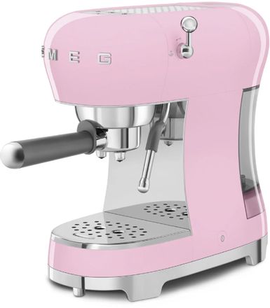 Кофеварка SMEG ECF02PKEU, рожковая, розовый /серебристый