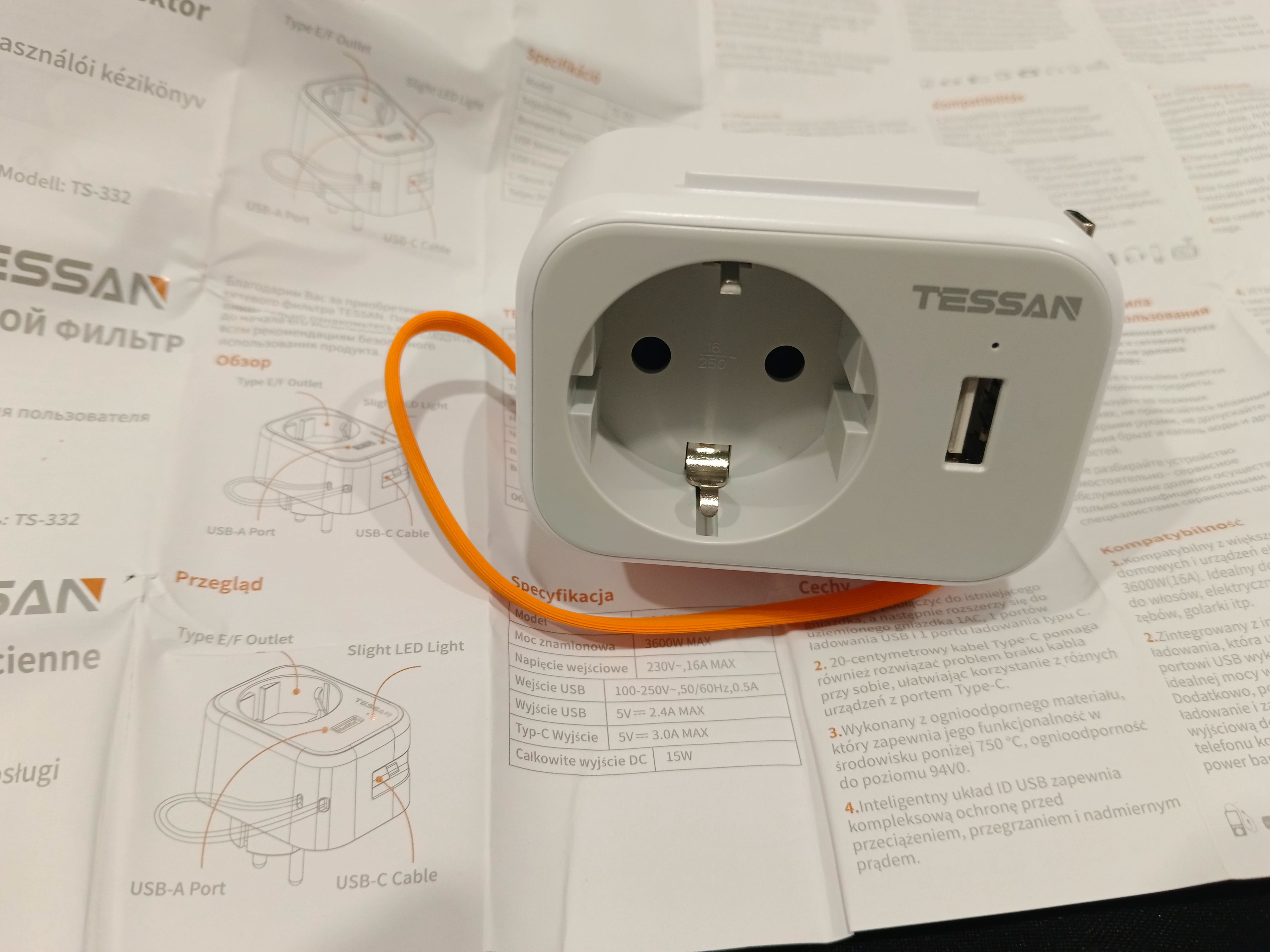 Обзор товара сетевой фильтр TESSAN TS-332, серый (2087275) в