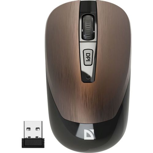 Мышь беспроводная Defender Wave MM-995, радио, оптическая, USB, 1600dpi, бронзовый [52992]