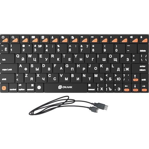 Клавиатура Oklick 840S, беспроводная, USB, Bluetooth, мембранная, черный [754787]