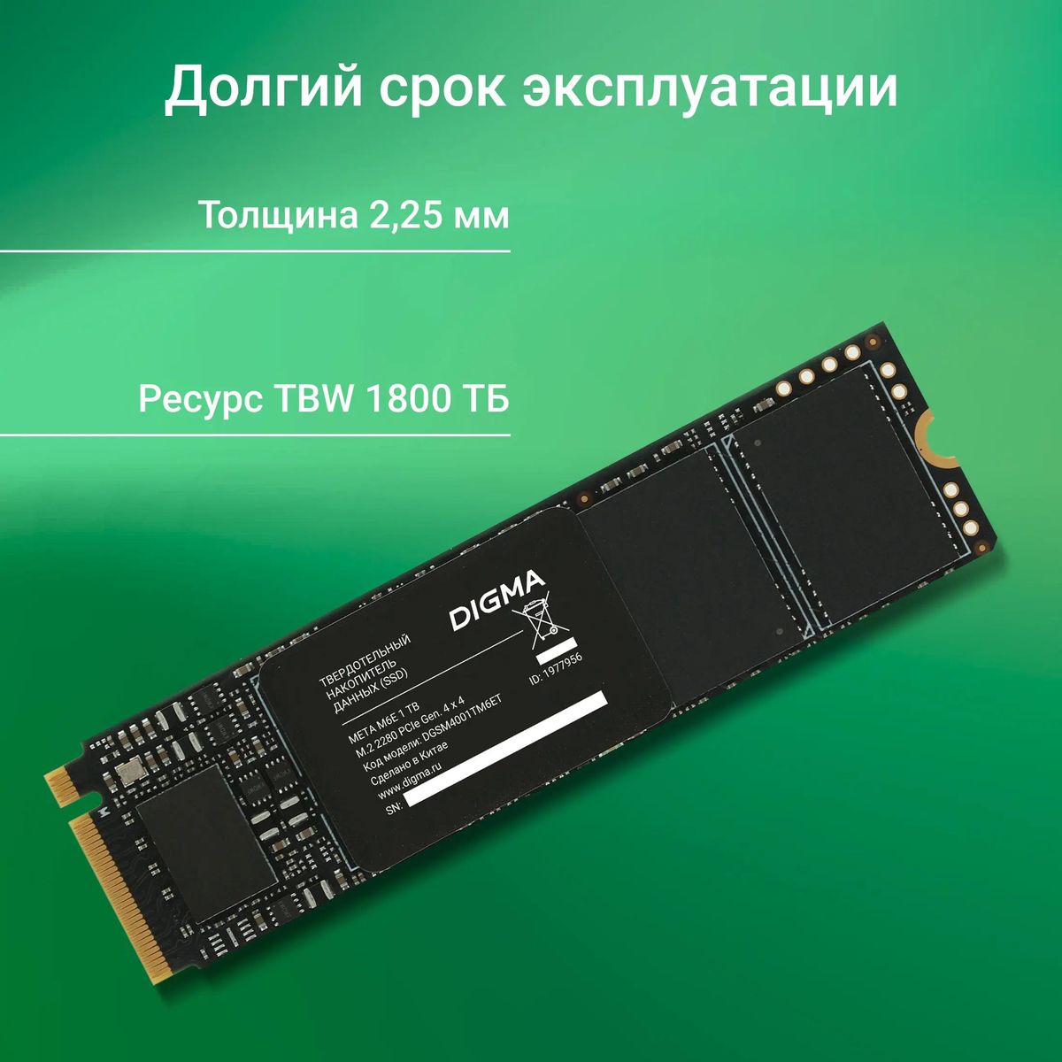 SSD накопитель Digma Meta M6E DGSM4001TM6ET 1ТБ