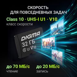 Карта памяти microSDHC UHS-I U1 Digma 32 ГБ