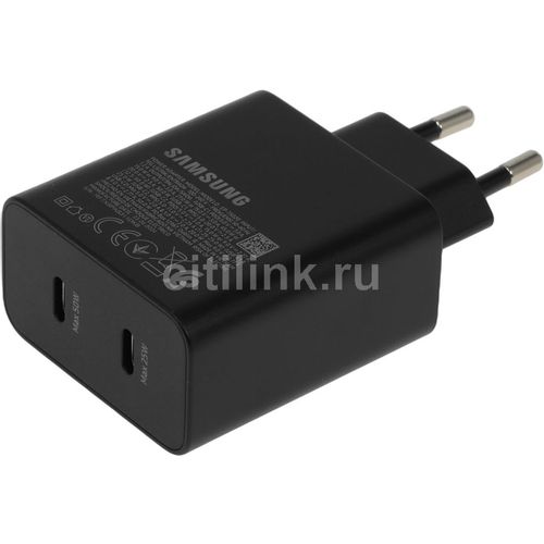 Сетевое зарядное устройство Samsung EP-T5020X, 2xUSB-C, USB-C, 50Вт, 3A, черный [ep-t5020xbegeu]