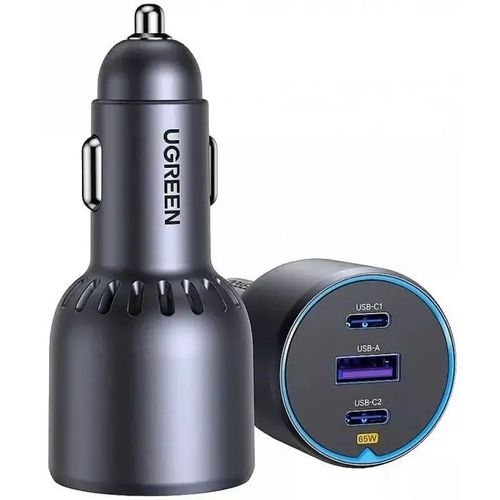 Автомобильное зарядное устройство UGREEN EC703, USB-A, 2xUSB-C, 75Вт, 3A, серый [35024]
