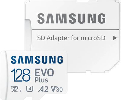 Карта памяти microSDXC UHS-I U3 Samsung EVO PLUS 128 ГБ, 130 МБ/с, Class 10, MB-MC128KA,  1 шт., переходник SD