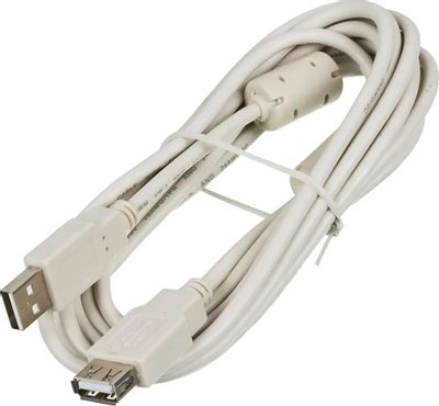 Кабель-удлинитель USB2.0 NingBo USB A(m) -  USB A(f),  ферритовый фильтр ,  3м,  блистер