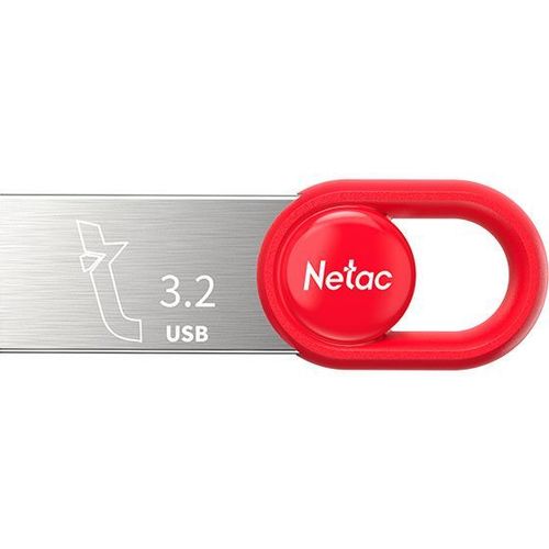 Флешка USB NETAC UM2 128ГБ, USB3.2, серебристый и красный [nt03um2n-128g-32re]