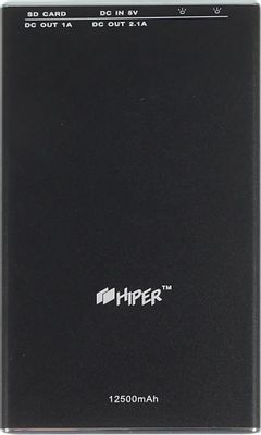 Внешний Аккумулятор (Power Bank) HIPER MP12500, 12500мAч, Черный.