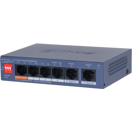 Коммутатор Dahua DH-CS4006-4ET2GT-60, управляемый, 6 RJ-45, 10/100/1000 Мбит/с