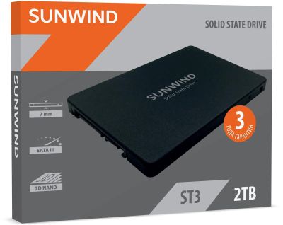 SSD накопитель SunWind ST3 SWSSD002TS2 2ТБ, 2.5", SATA III, SATA, rtl ...