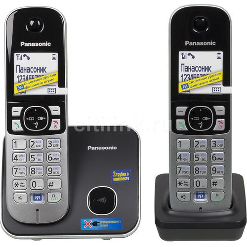 Радиотелефон Panasonic KX-TG6812RU, черный [kx-tg6812rub]
