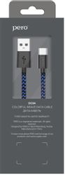 Кабель PERO DC-04, USB Type-C (m) - USB (m), 2м, синий / черный